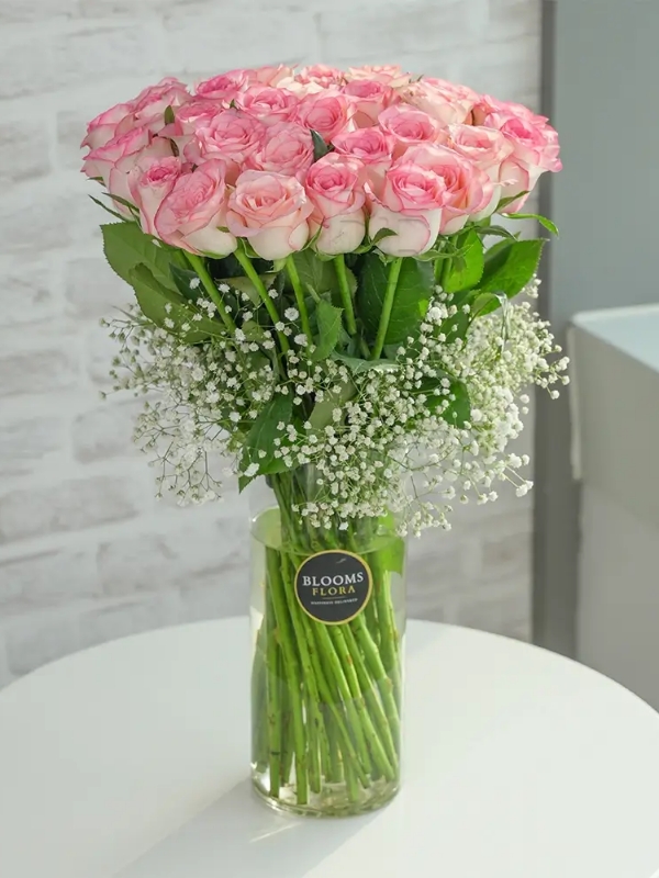 Antalya Flower Order - Powder Pink 55 Roses in a Vase
